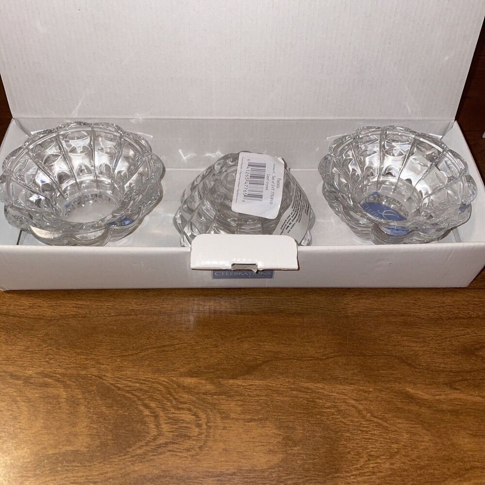 Mikasa Votive Candle Holders Celebrations Facets Collection Set Of 3 Open Box